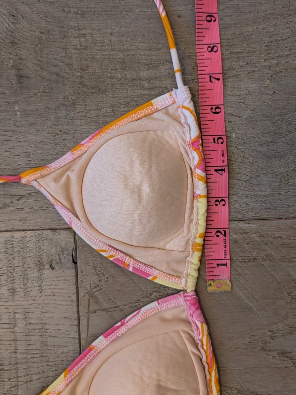 Tropical Floral Triangle Halter Bikini Top Orange Pink Unbranded - Picture 5 of 6